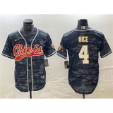 Men's Kansas City Chiefs #4 Rashee Rice Gray Camo Cool Base Stitched Baseball Jersey