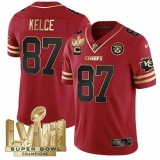Men's Kansas City Chiefs #87 Travis Kelce Red 2024 F.U.S.E. Super Bowl LVIII Vapor Untouchable Limited Football Stitched Jersey