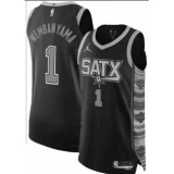 Men's San Antonio Spurs #1 Victor Wembanyama Black Statement Edition Stitched Basketball Jersey