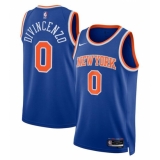 Men's New Yok Knicks #0 Donte DiVincenzo Blue Icon Edition Swingman Stitched Basketball Jersey