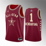 Men's 2024 All-Star #1 Victor Wembanyama Crimson Stitched Basketball Jersey
