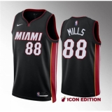 Men's Miami Heat #88 Patrick Mills Black Icon Edition Stitched Basketball Jersey