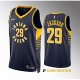 Men's Indiana Pacers #29 Quenton Jackson Navy Icon Edition Stitched Basketball Jersey
