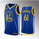 Men's Golden State Warriors #61 Pat Spencer Blue Icon Edition Stitched Basketball Jersey