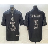 Men's Pittsburgh Steelers #3 Russell Wilson Black Reflective Limited Stitched Football Jersey