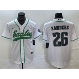 Men's Philadelphia Eagles #26 Saquon Barkley White Cool Base Baseball Stitched Jersey
