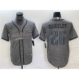 Men's Philadelphia Eagles #26 Saquon Barkley Gray Cool Base Baseball Stitched Jersey