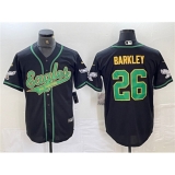 Men's Philadelphia Eagles #26 Saquon Barkley Black Gold Cool Base Baseball Stitched Jersey