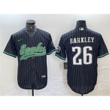 Men's Philadelphia Eagles #26 Saquon Barkley Black Cool Base Baseball Stitched Jersey