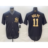 Men's New York Yankees #11 Anthony Volpe Black Gold Cool Base Stitched Jersey