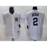 Men's New York Yankees #2 Derek Jeter Name White With 2024 Cool Base Stitched Jersey