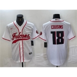 Men's Atlanta Falcons #18 Kirk Cousins White With Cool Base Baseball Stitched Jersey