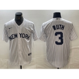 Men's New York Yankees #3 Babe Ruth White 2024 Cool Base Stitched Jerseys