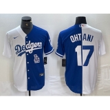 Men's Los Angeles Dodgers #17 Shohei Ohtani White Blue Two Tone Stitched Baseball Jersey