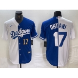 Men's Los Angeles Dodgers #17 Shohei Ohtani Number White Blue Two Tone Stitched Baseball Jerseys