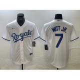 Men's Kansas City Royals #7 Bobby Witt Jr Number White Cool Base Stitched MLB Jersey