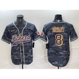 Men's Los Angeles Lakers #8 Kobe Bryant Grey Camo Cool Base Stitched Baseball Jersey
