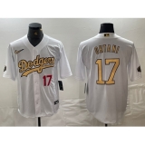 Men's Los Angeles Dodgers #17 Shohei Ohtani Number White 2022 All Star Stitched Cool Base Nike Jersey