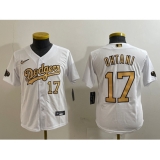 Youth Los Angeles Dodgers #17 Shohei Ohtani Number White 2022 All Star Stitched Flex Base Nike Jersey